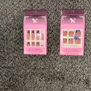 1- Set of Leopard Print Faux Finger Nails & Leopard Print Faux Nails Toe Nails